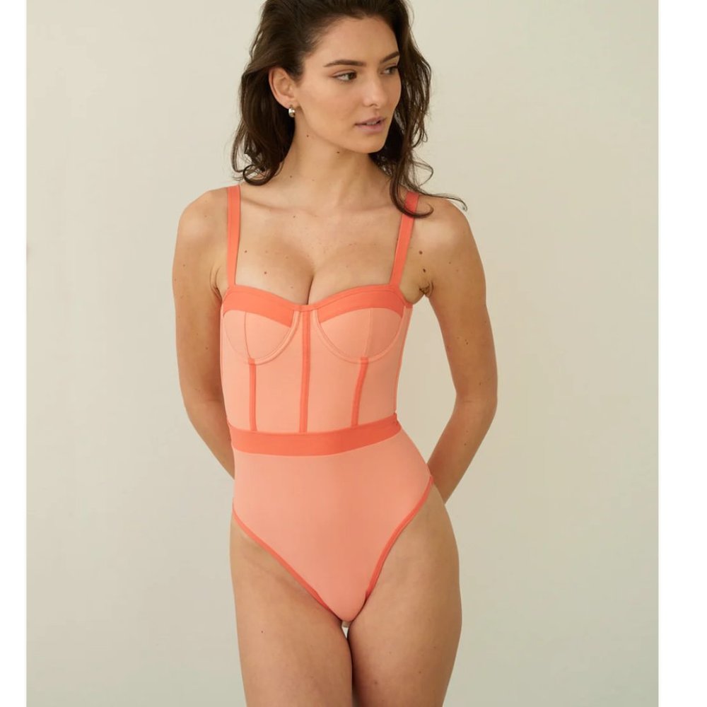 NINETY THIRD AVENUE NAOMI Coral Corset One Piece NWT